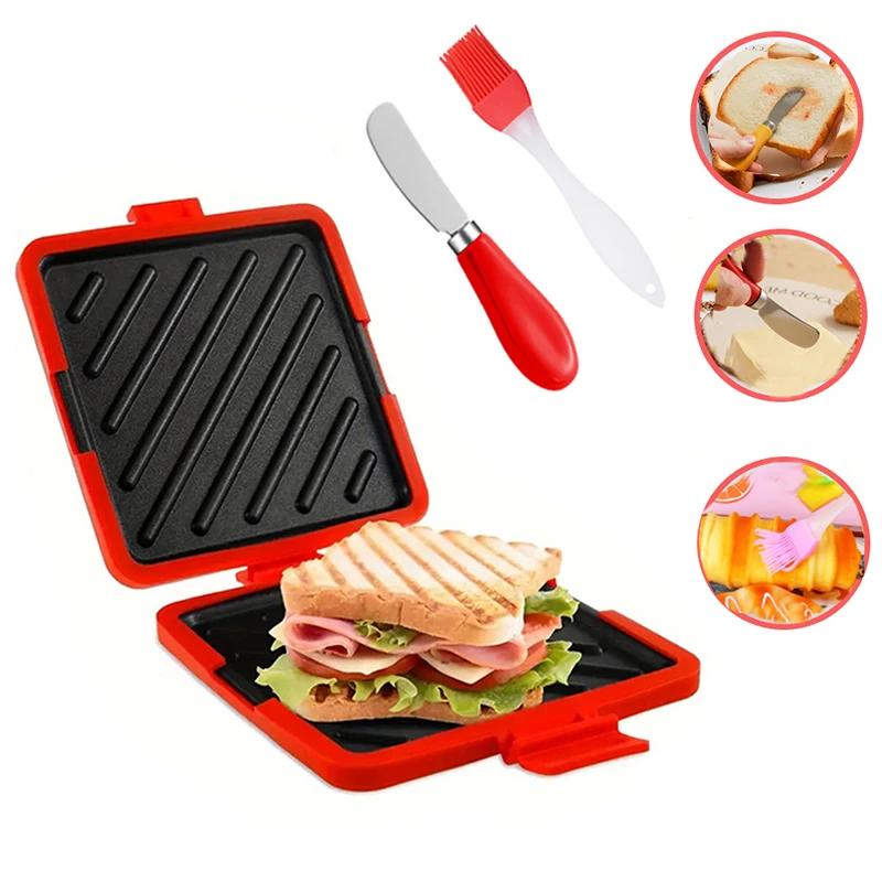 Kitchen Baking Set - 3パック食品グレードサンドイッチトースター、バターナイフとオイルブラシセット付き、トーストやサンドイッチ作り用キッチンガジェット