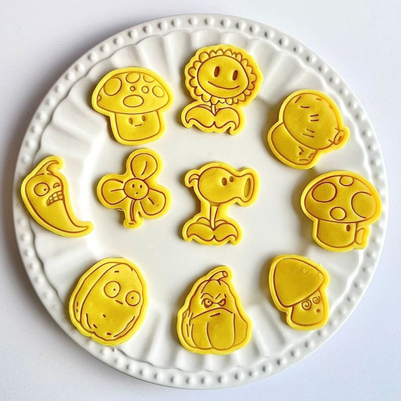 Kitchen Baking - 新しい可愛い人気商品 プラントvs.ゾンビ カートゥーンビスケット型 プレス式フリップシュガービスケット型 キッチン用品