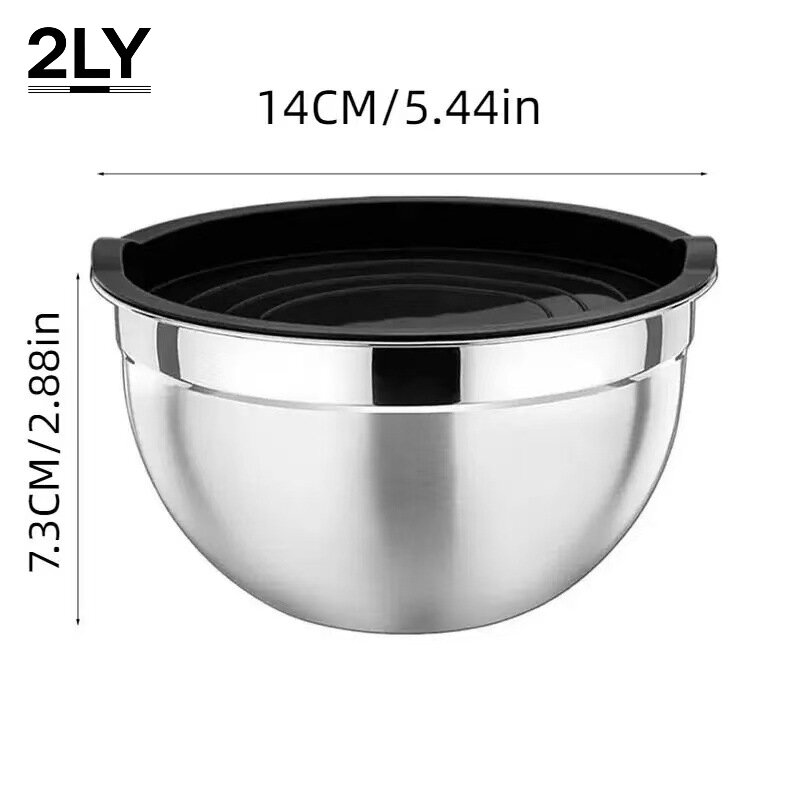 Kitchen Baking Set - 厚みのあるステンレス製ミキシングボウルセット（蓋付き）、キッチンサラダボウル、生地こね器、ケーキ作り、料理、食品保存用