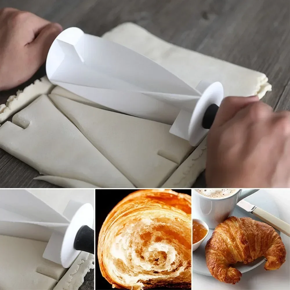 Kitchen Roller Baking - 1pc クロワッサン生地カッタープラスチッククイック簡単ローリングモールドハンドルパイ生地ローラーキッチンモールドベーキングツール