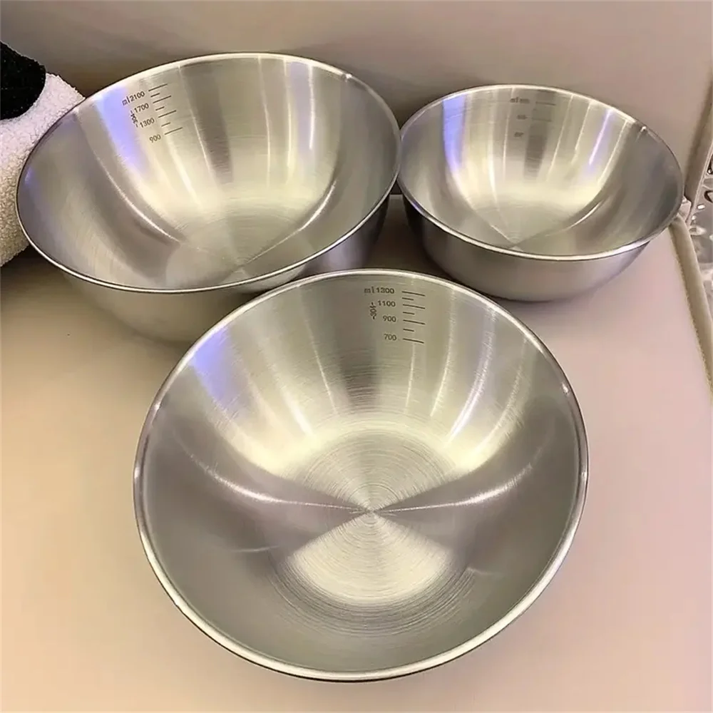 Kitchen Baking Set - 1～3個のステンレス製ボウルセット、計量機能付き、調理、ベーキング、食品保存用、大容量ミキシングボウル、家庭用キッチン必需品