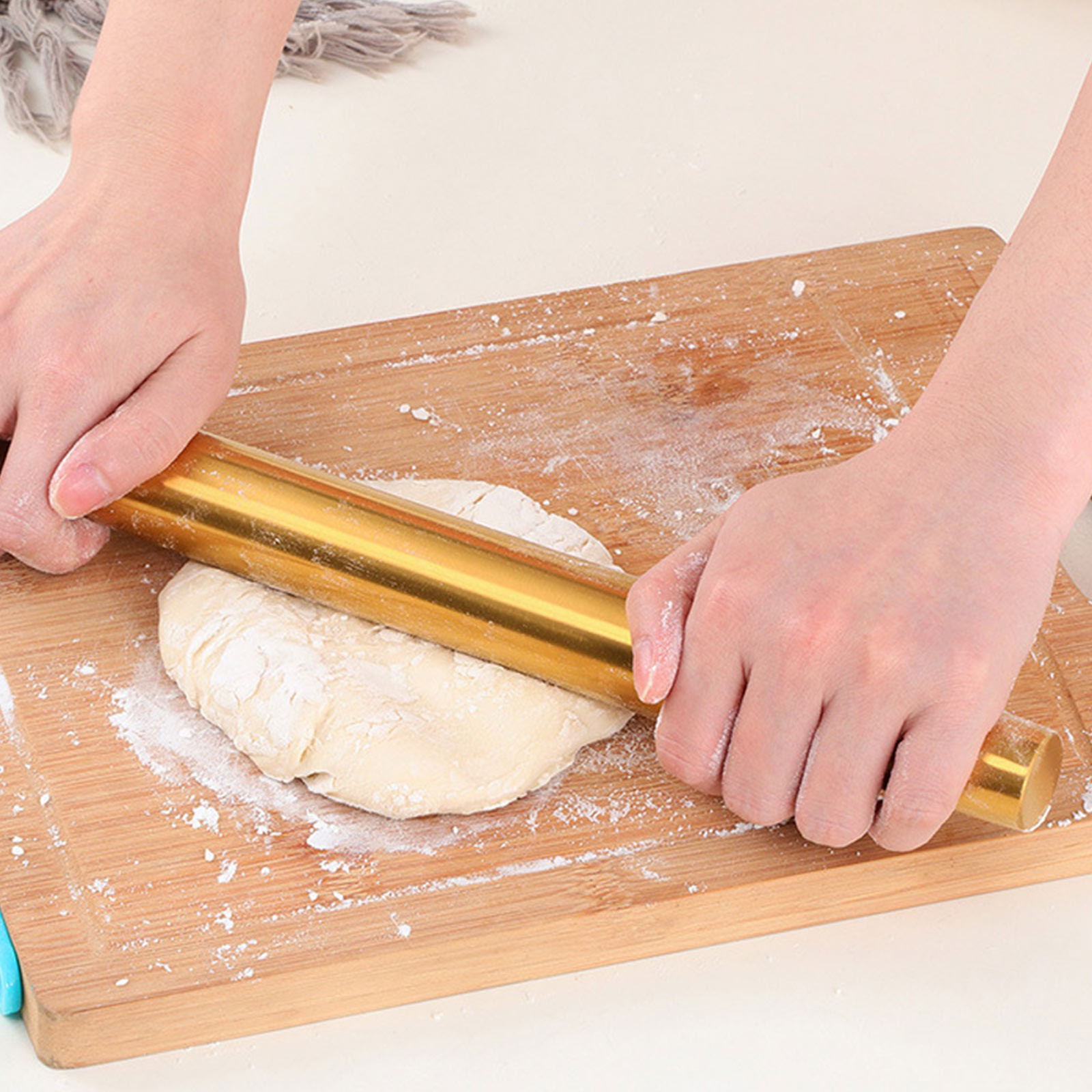 Kitchen Roller Baking - 金の色の麺棒、製菓道具、クッキー、麺類を巻くためのステンレス製の麺棒、金属製の餃子皮の麺棒、ベーカリー、キッチン用品