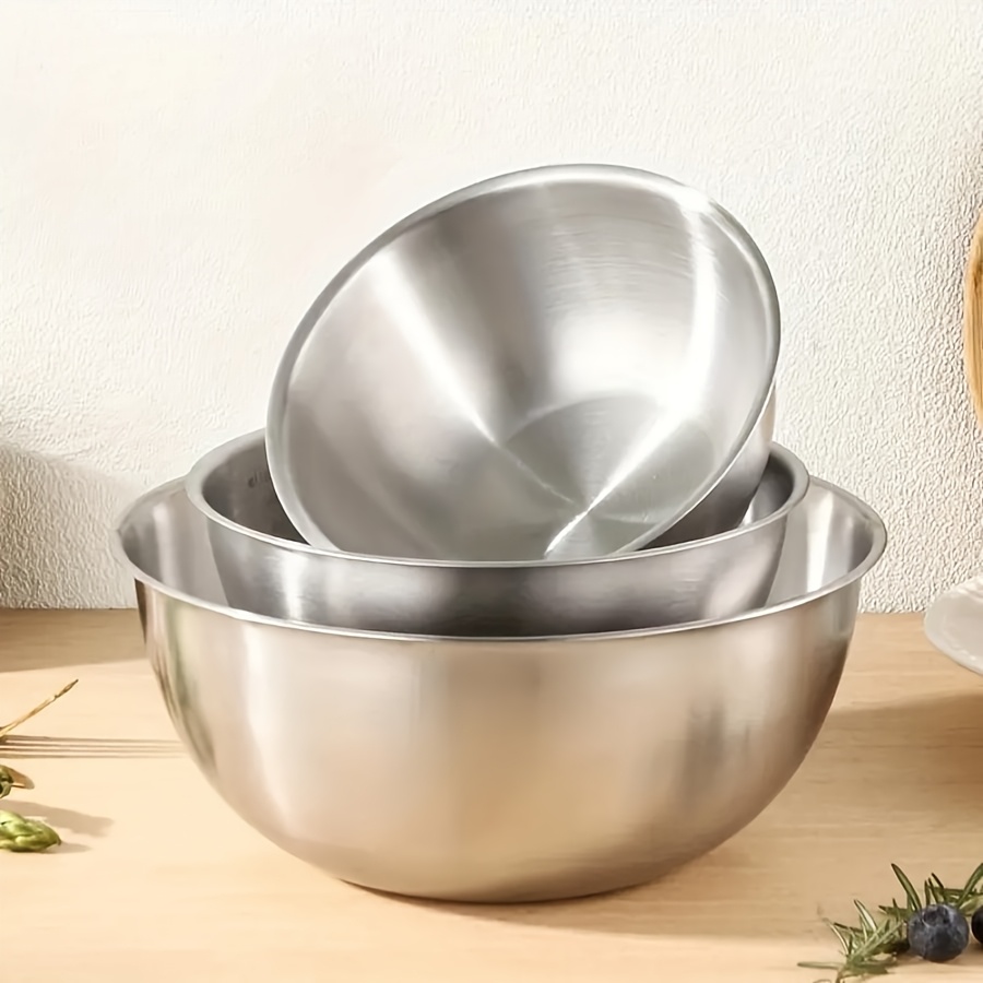 Kitchen Baking Set - 3個セット ステンレス製サラダボウルセット ミキシングボウル、ベーキング、グリル、調理、アウトドア、キッチンでの使用に適しており、収納も簡単です。