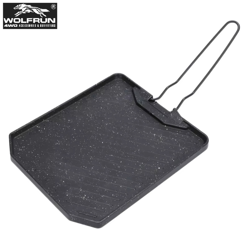 Kitchen Baking Tray Organiser - 耐久性のある正方形ステンレス鋼グリルパン、ノンスティック、頑丈なBBQグリドルプレート、屋外グリル、キャンプ、ピクニック、旅行用