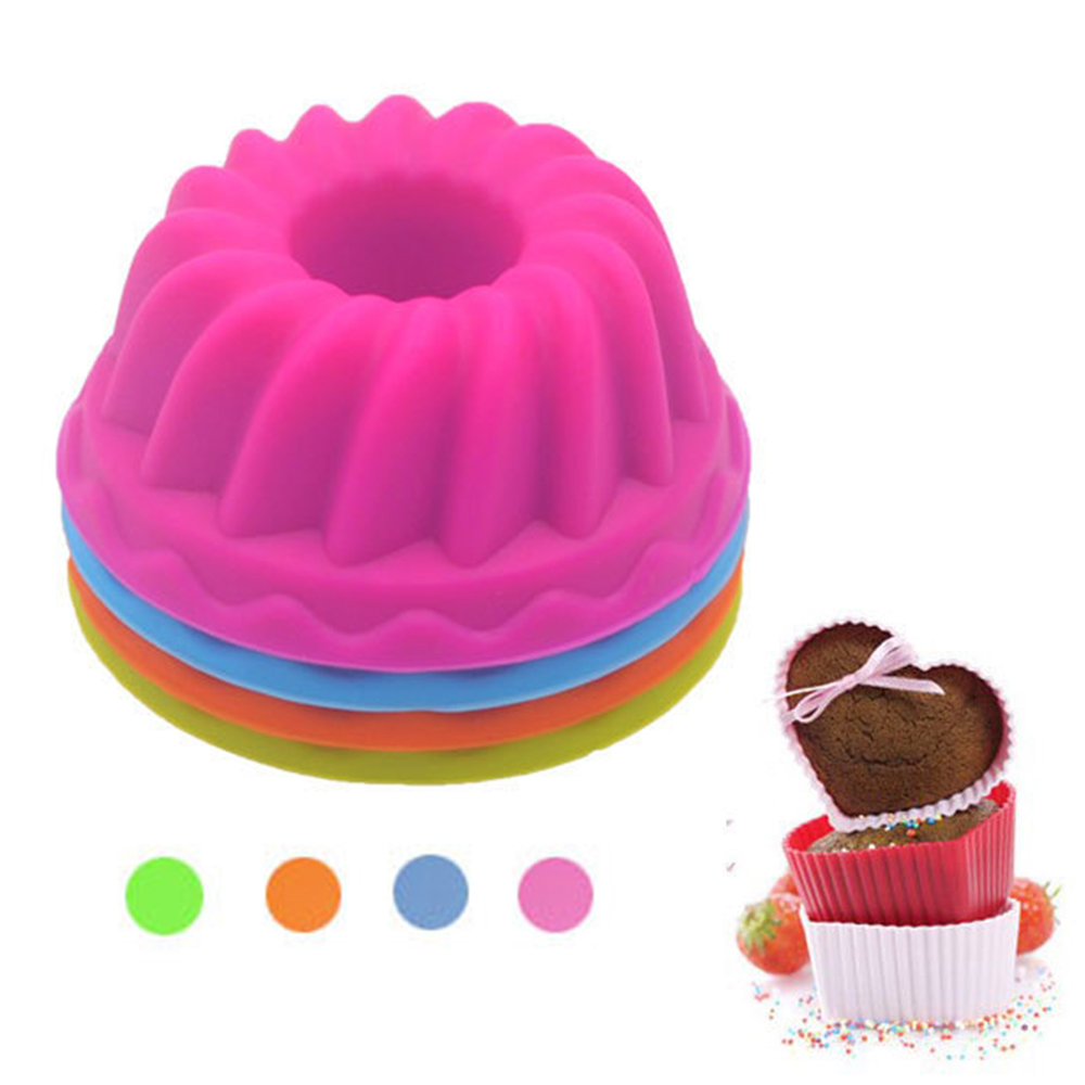 Kitchen Baking Utensils - 12 ピース/セットのシリコーンケーキ型ラウンドマフィンカップケーキベーキングモールドキッチン調理耐熱皿作成 Diy ケーキデコレーションツール