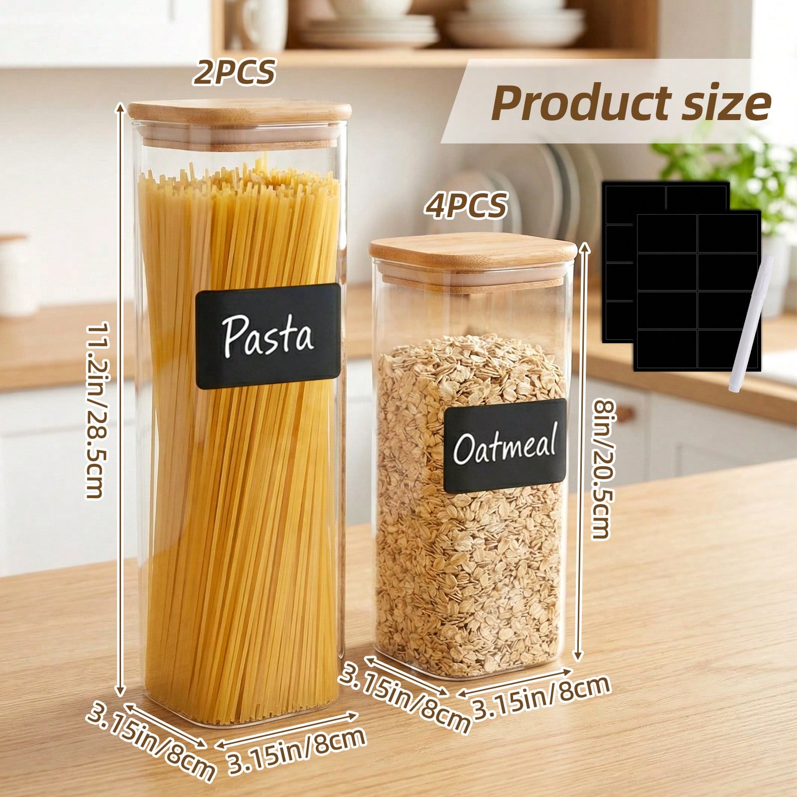 6/12個入りガラス製食品保存容器（蓋付き）、小麦粉、砂糖、 - Kitchen Baking Supplies のレビューと価格
