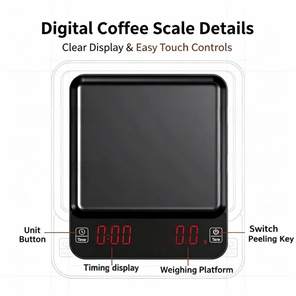 3kg/0.1g高精度デジタルコーヒースケール、LEDポータ - Kitchen Baking のレビューと価格