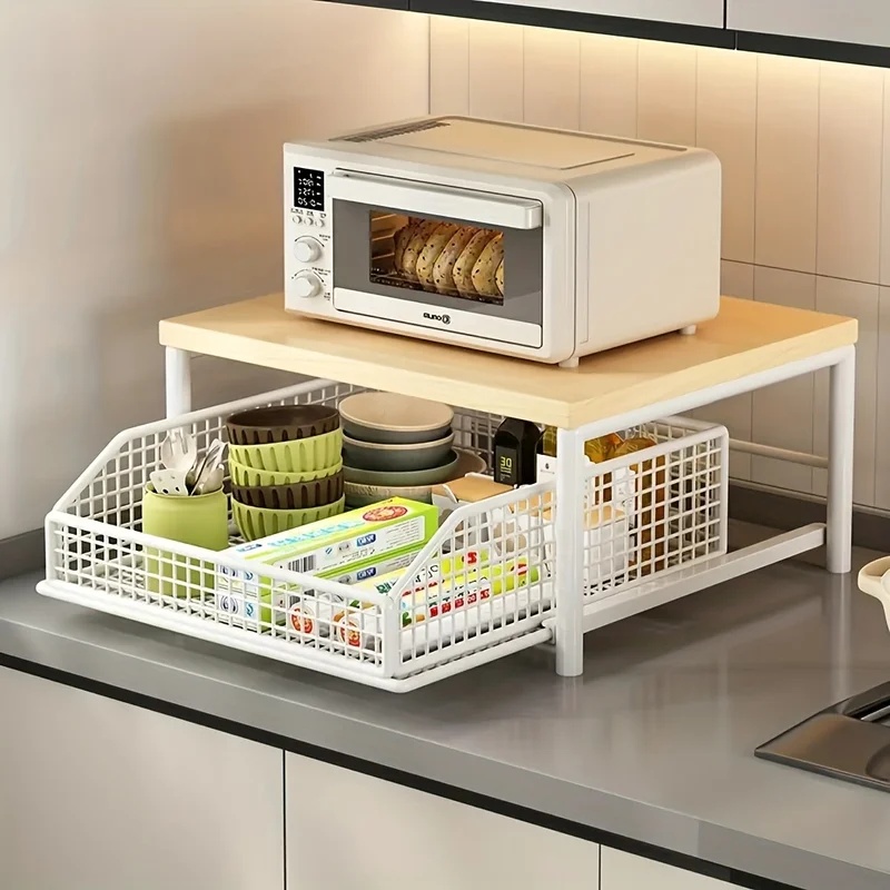 引き出しとベーキングラック付き縦型電子レンジスタンド 多機能 - Kitchen Baking Drawer のレビューと価格