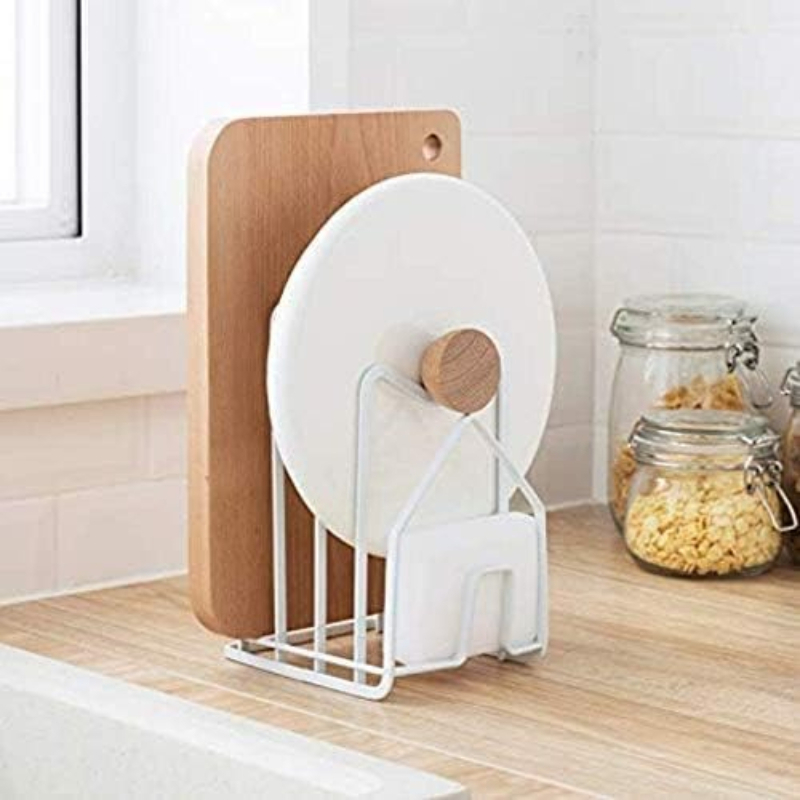 1個入り鍋蓋ホルダー ホワイト まな板ラック カッティングボ - Kitchen Baking Tray Organiser のレビューと価格