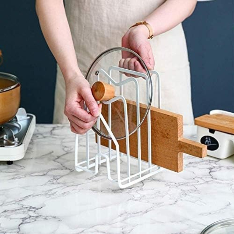 1個入り鍋蓋ホルダー ホワイト まな板ラック カッティングボ - Kitchen Baking Tray Organiser のレビューと価格