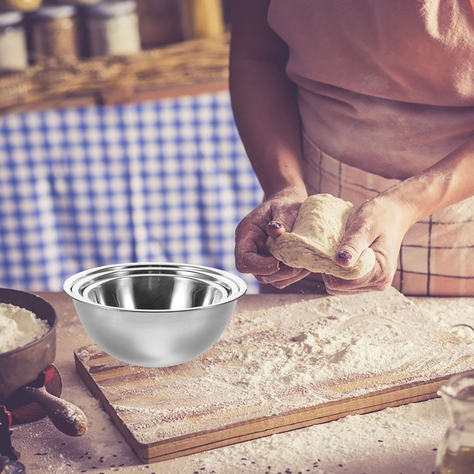 3個セット ステンレス製ミキシングボウル 大容量 滑り止め底 - Kitchen Baking Set のレビューと価格