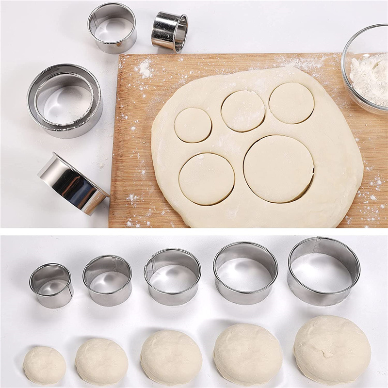 5 個ラウンドステンレス鋼ビスケット型餃子の皮切断型 DIY - Kitchen Baking Utensils のレビューと価格