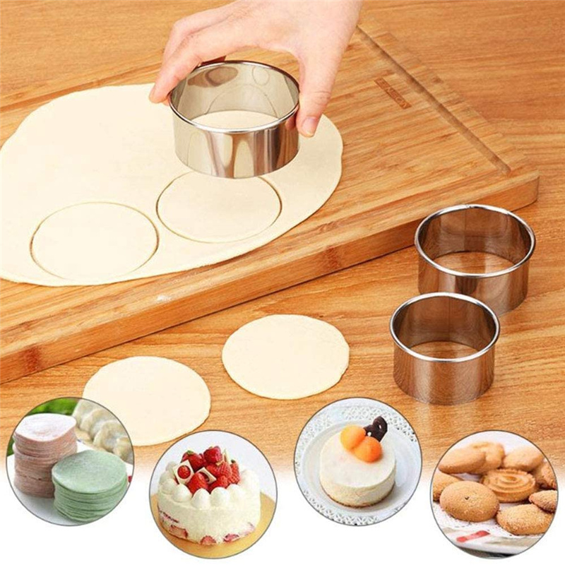 5 個ラウンドステンレス鋼ビスケット型餃子の皮切断型 DIY - Kitchen Baking Utensils のレビューと価格