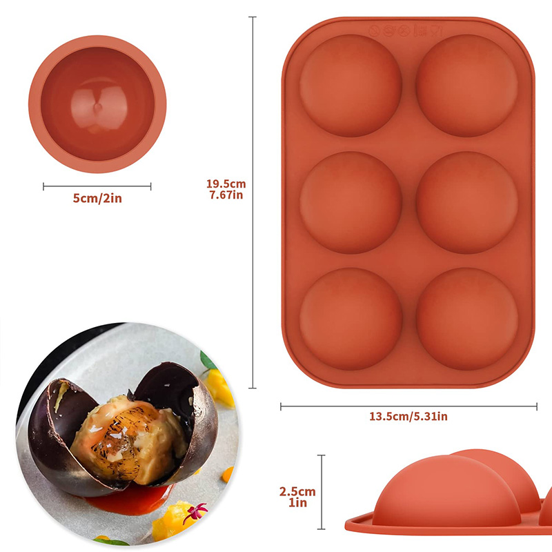 6 キャビティ半円シリコンモールド半球ラウンドドームモールド - Kitchen Baking Utensils のレビューと価格