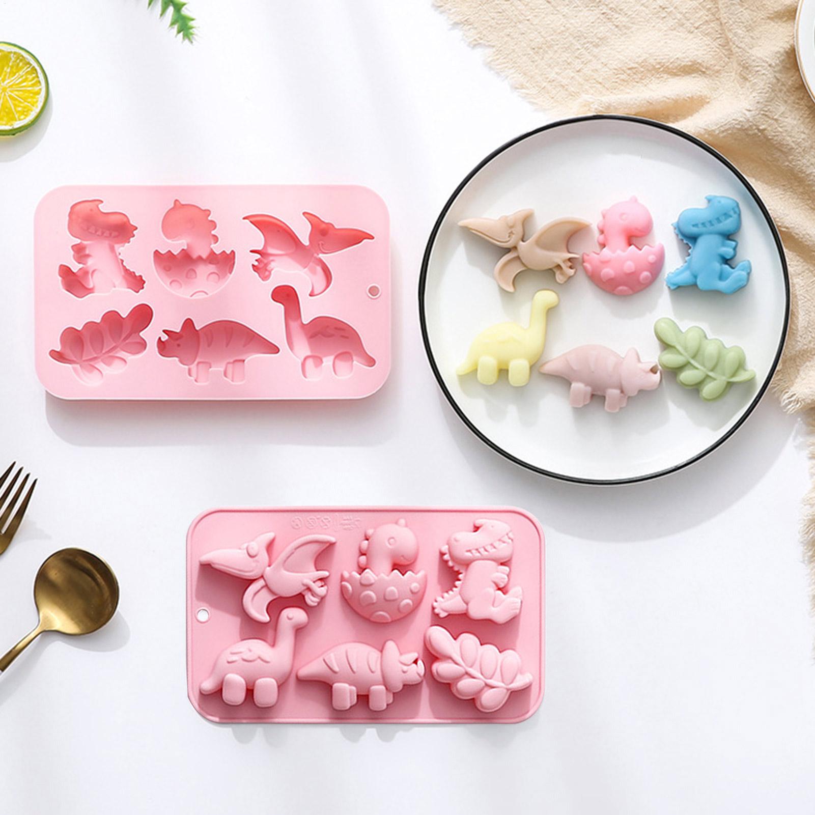 シリコン製6個取り恐竜型ゼリーモールド、チョコレート恐竜石鹸 - Kitchen Baking Utensils のレビューと価格