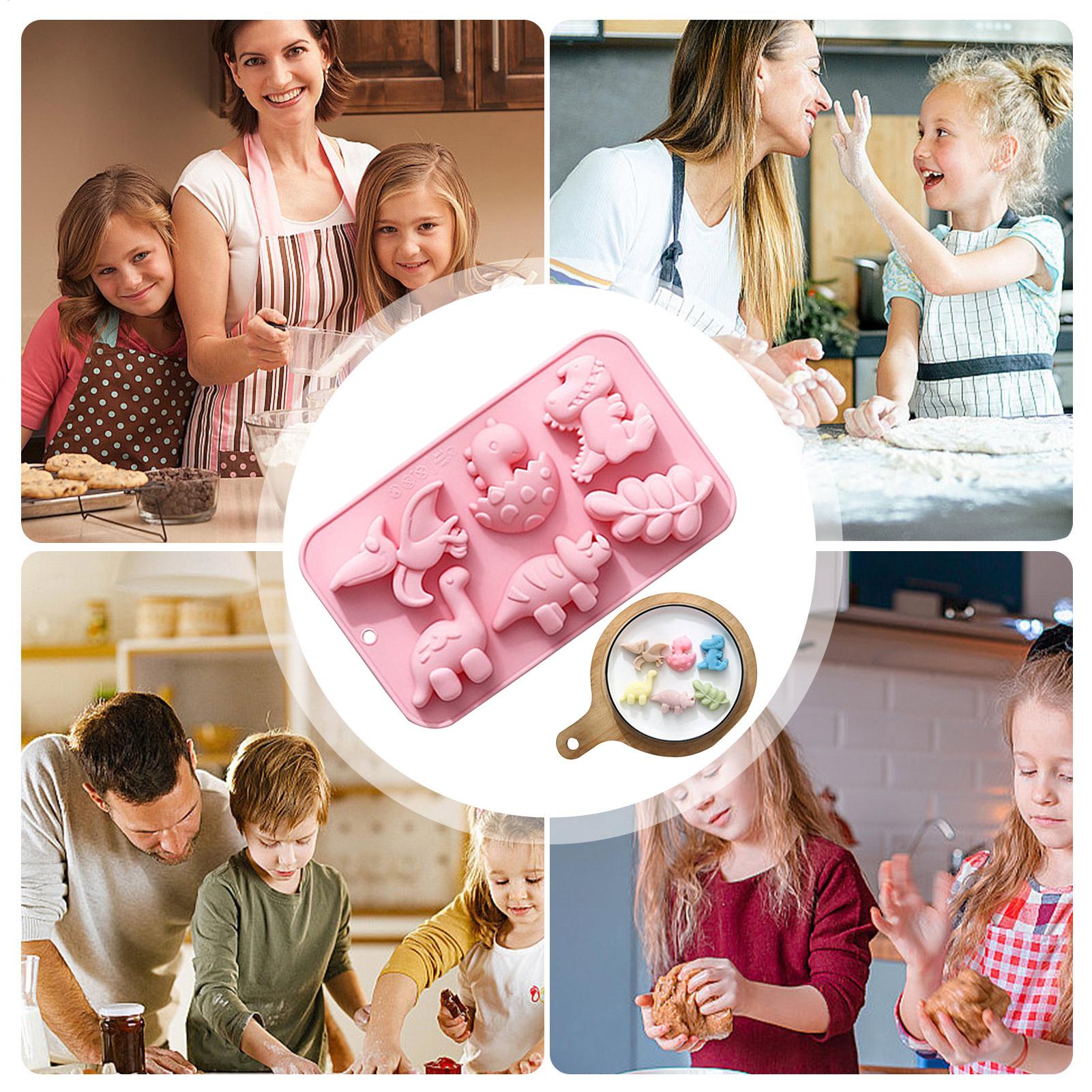 シリコン製6個取り恐竜型ゼリーモールド、チョコレート恐竜石鹸 - Kitchen Baking Utensils のレビューと価格